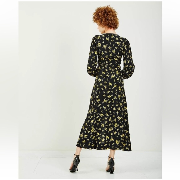 Ganni Floral Crepe Maxi Wrap Dress Size 2 - Picture 2 of 6